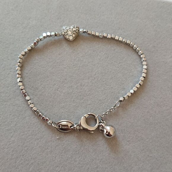 FOSSIL braded with crystals pave heart bracelet - Picture 7 of 9